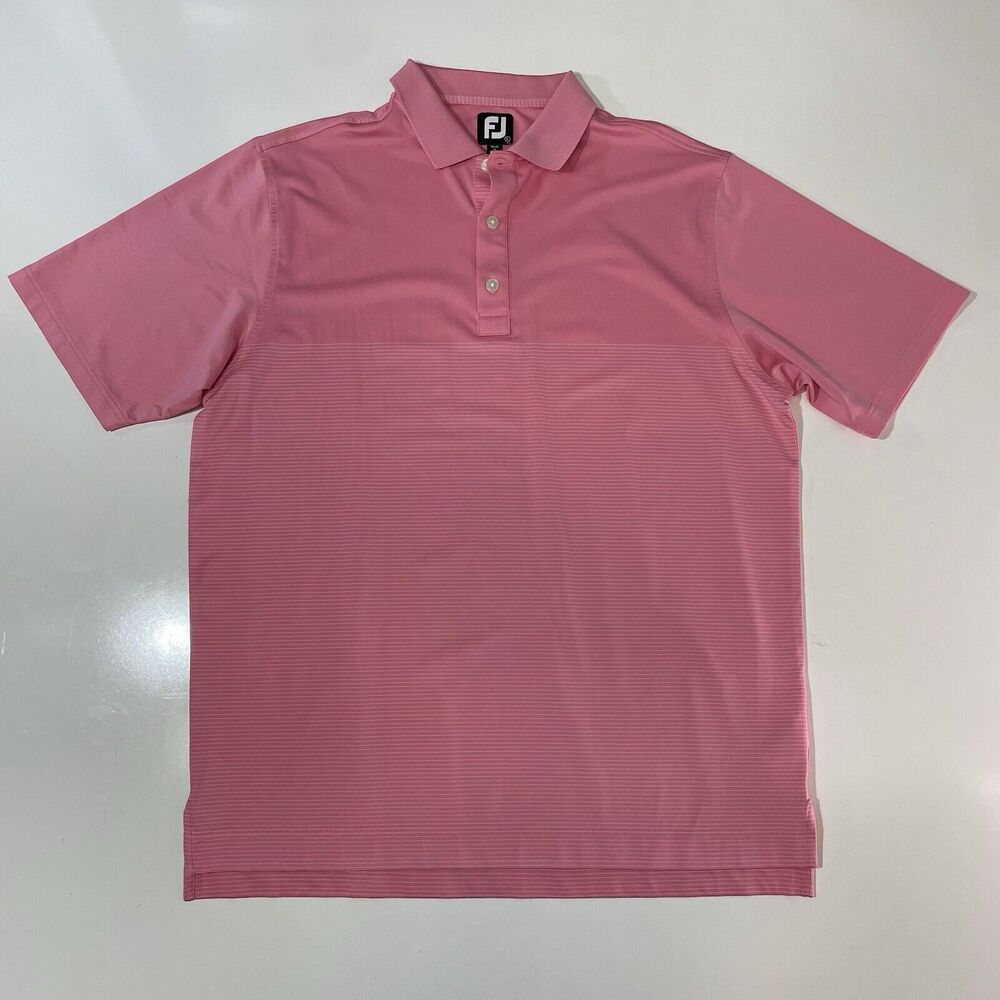 FootJoy FJ Men’s Golf Polo Shirt Salmon Pink Performance Stretch Sz Large